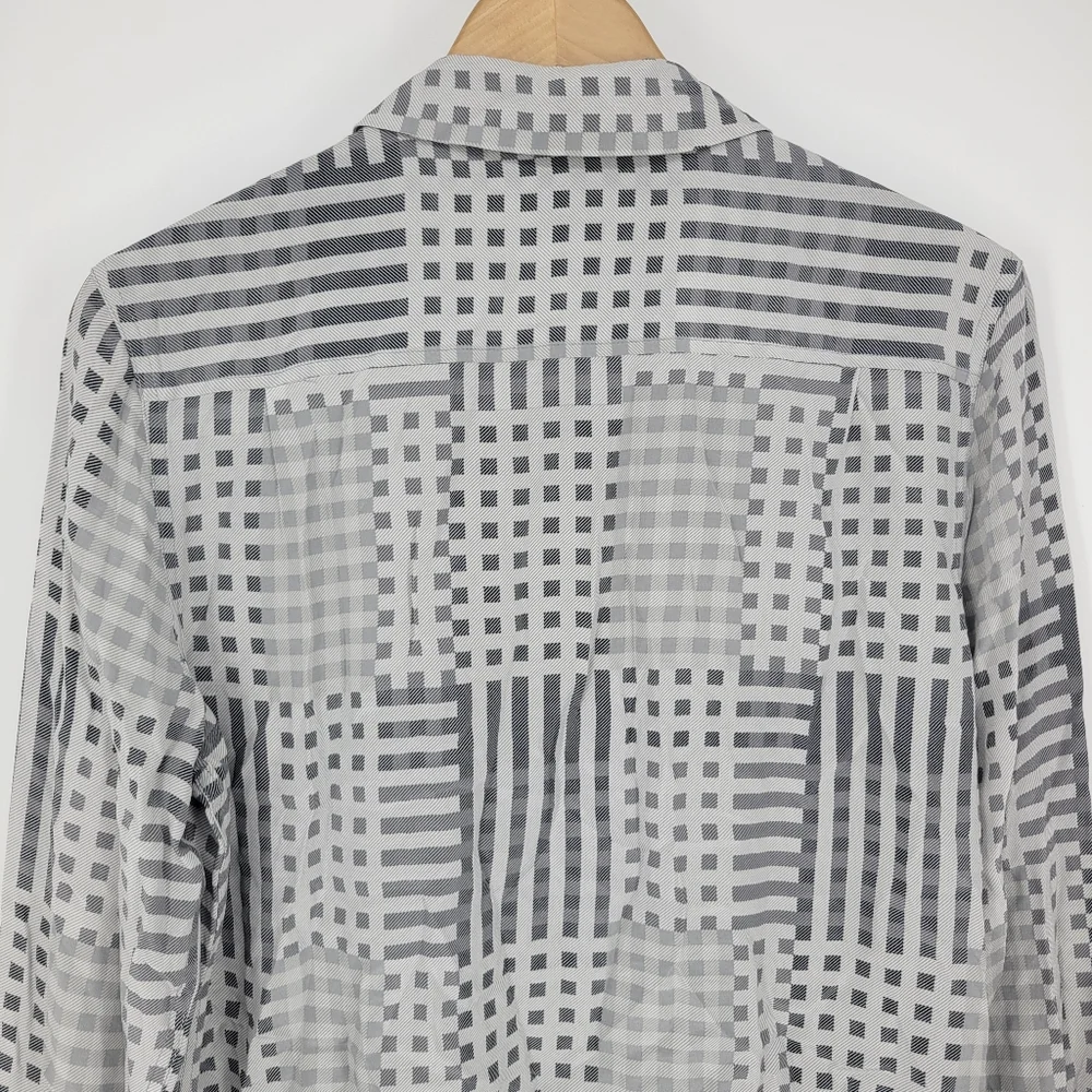 Equipment Femme silk button down shirt blouse top grey modern print geometric - Picture 7 of 8